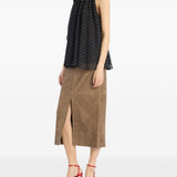 Gonna midi con spacco in marrone Rotate - donna 