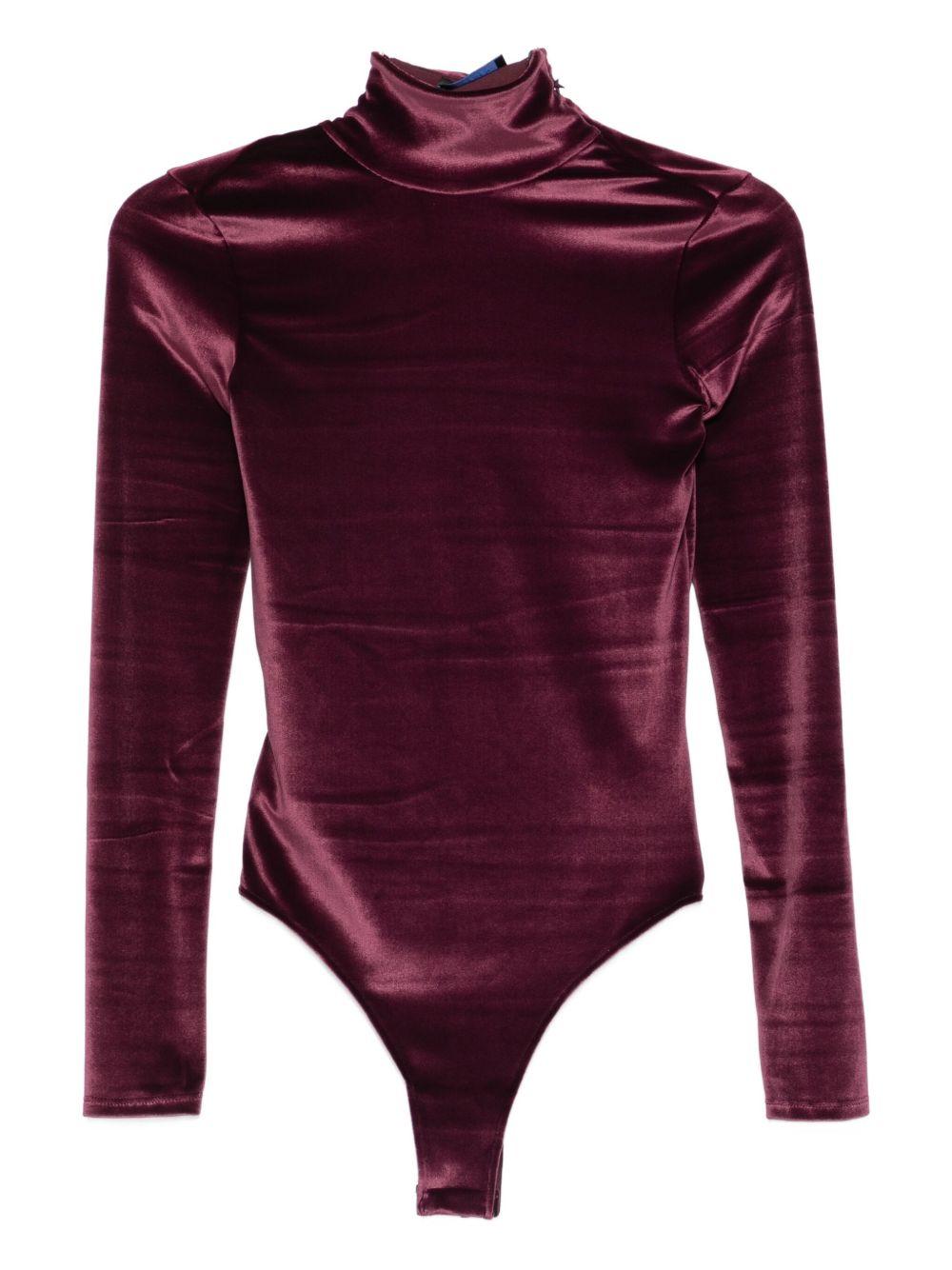 Body in velluto a collo alto in bordeaux Mugler - donna 