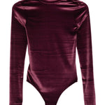 Body in velluto a collo alto in bordeaux Mugler - donna 