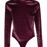 Body in velluto a collo alto in bordeaux Mugler - donna 