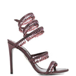 Sandali con cristalli chandelier in bordeaux Rene caovilla - donna 