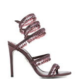 Sandali con cristalli chandelier in bordeaux Rene caovilla - donna 