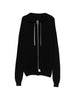 Cardigan con cappuccio e zip in nero Rick owens - uomo