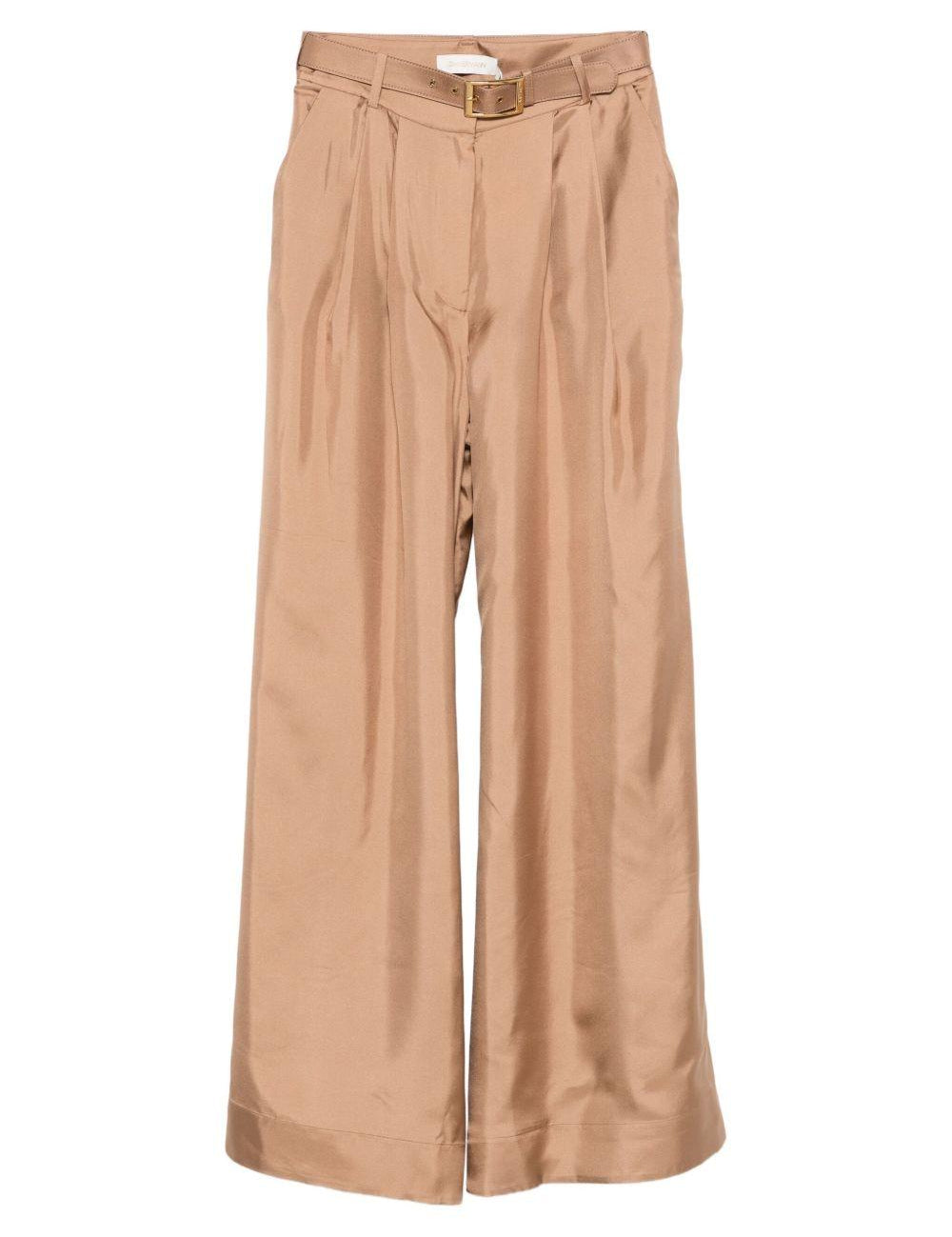 Pantaloni plissé con cintura in beige Zimmermann - donna 