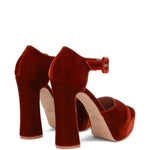 Sandali Yuri in velluto con fibbia e plateu in arancione Malone souliers - donna 