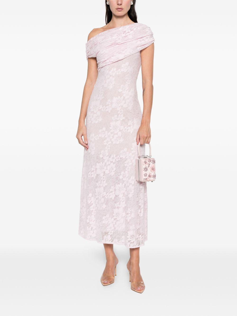 Abito midi in pizzo in rosa Self-Portrait - donna 