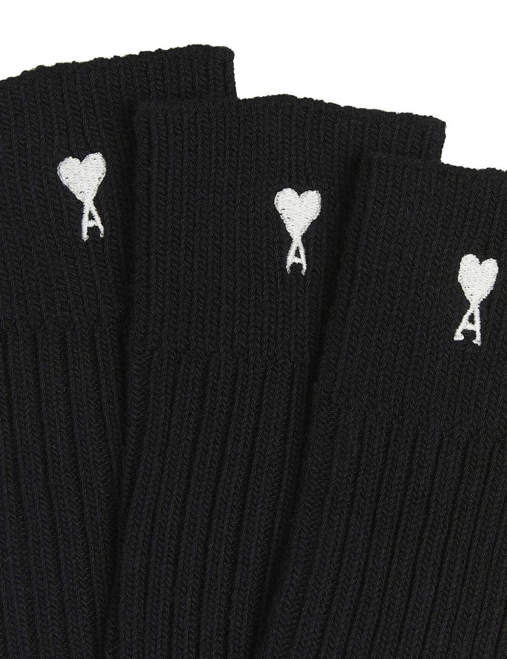 Set di tre calzini in nero logo ami de couer ami paris - unisex 