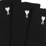 Set di tre calzini in nero logo ami de couer ami paris - unisex 