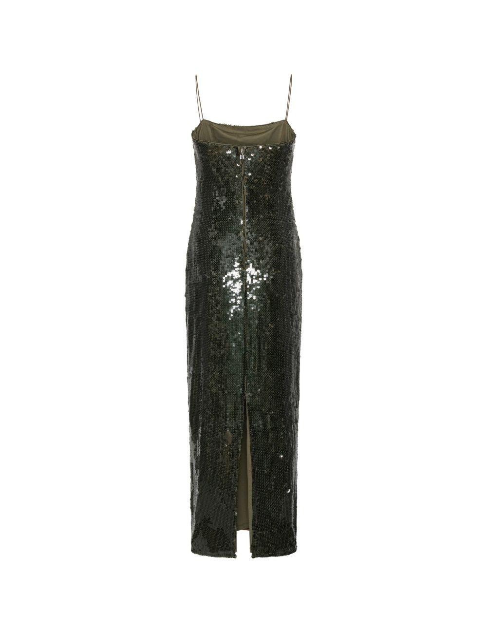 Abito lungo con paillettes in verde 