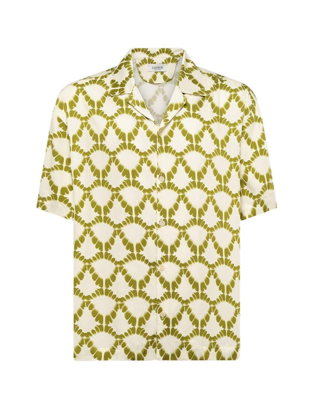 Camicia a fantasia in beige e verde Laneus - uomo 