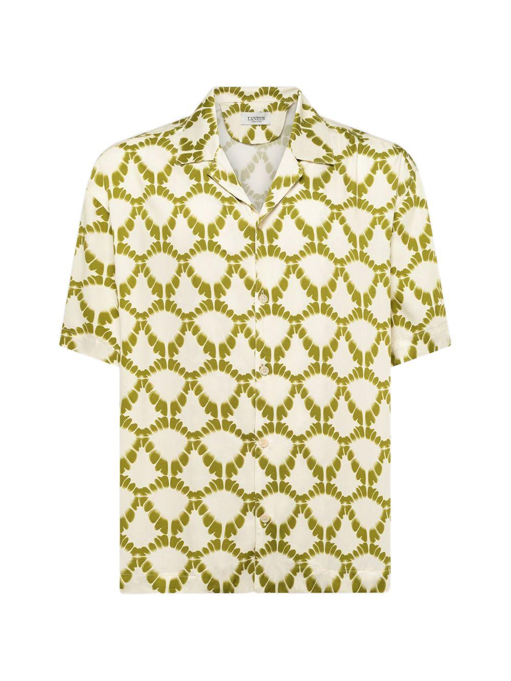 Camicia a fantasia in beige e verde Laneus - uomo 