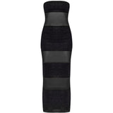 Abito lungo senza spalline con inserti in nero Oséree - donna 