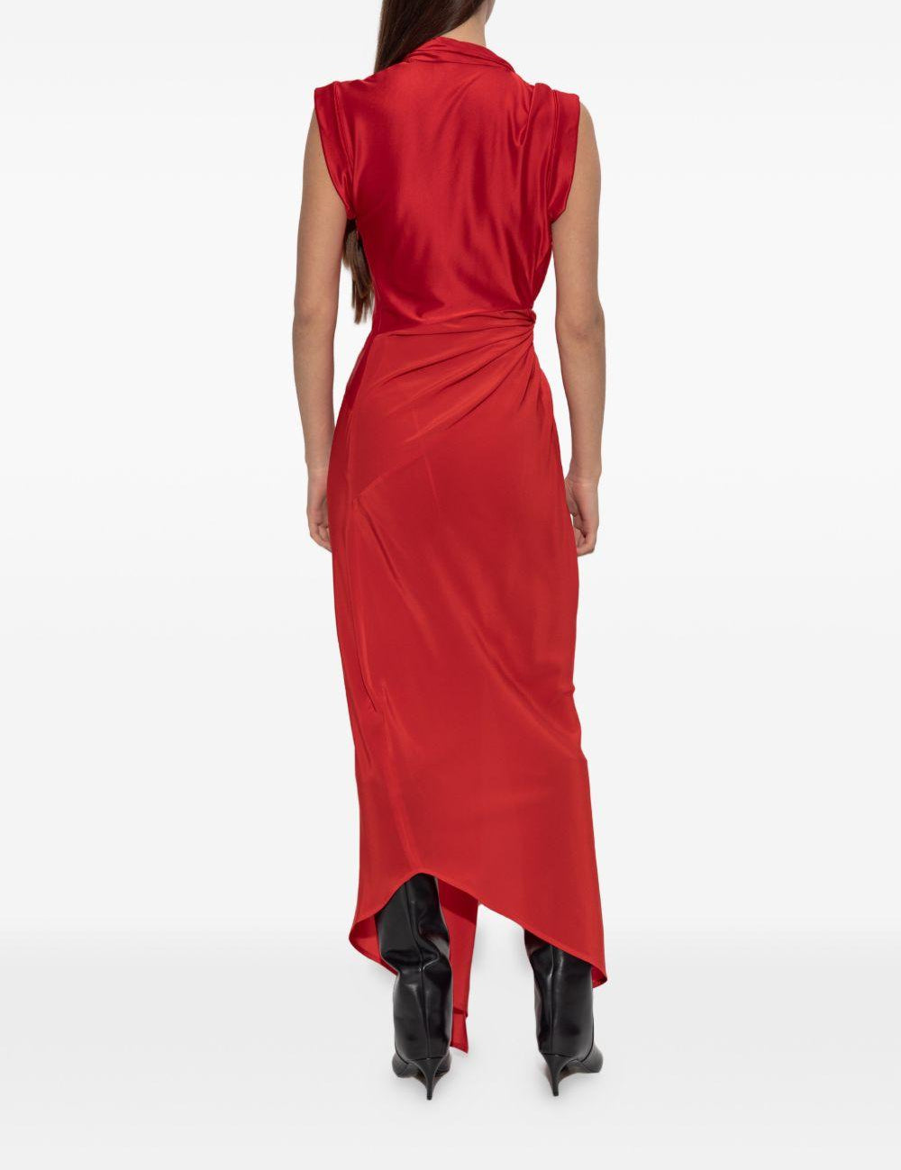Abito lungo con nodo in rosso Victoria Beckham - donna 