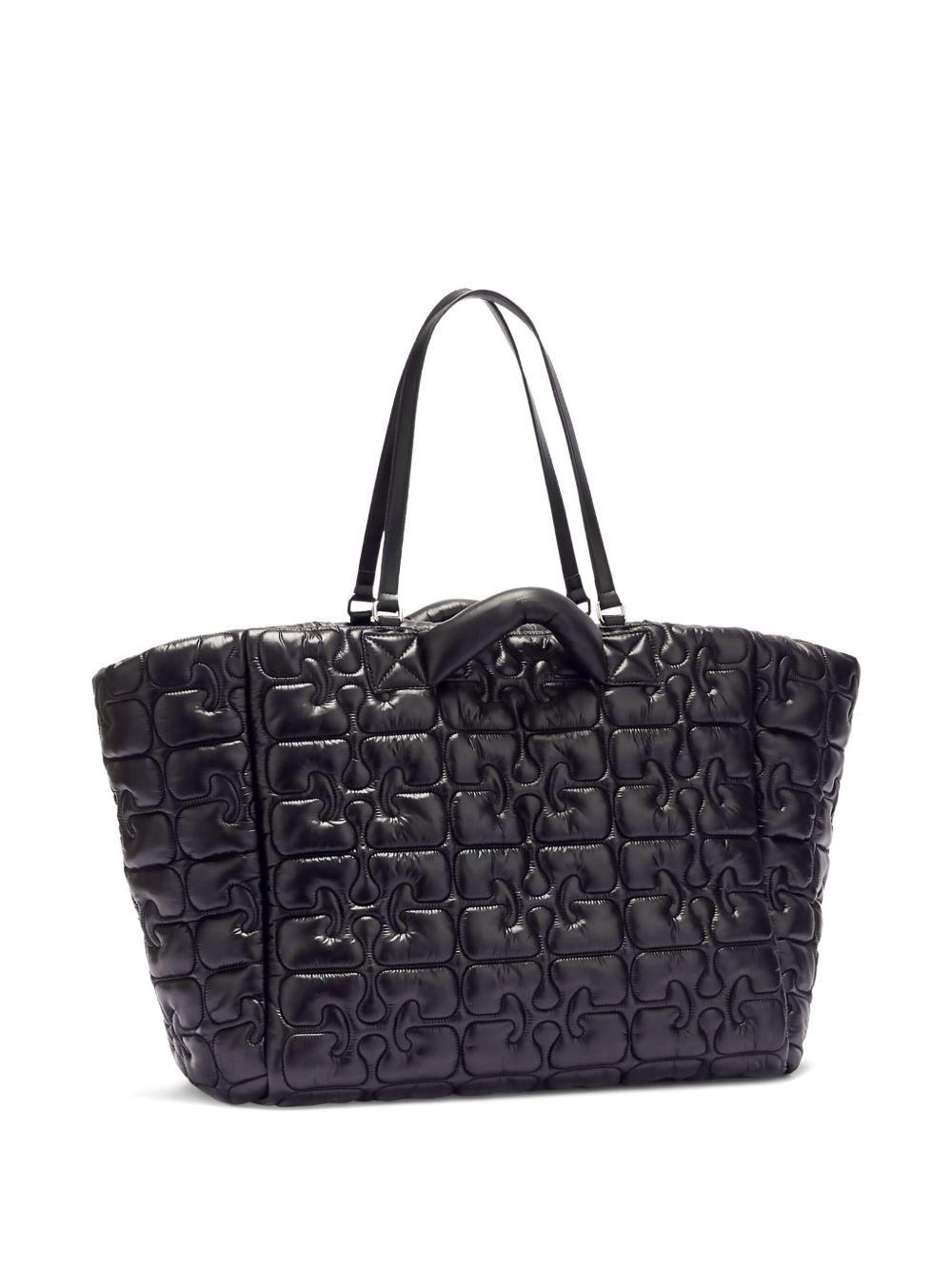 Borsa tote xxl trapuntata in nero Ganni - donna 