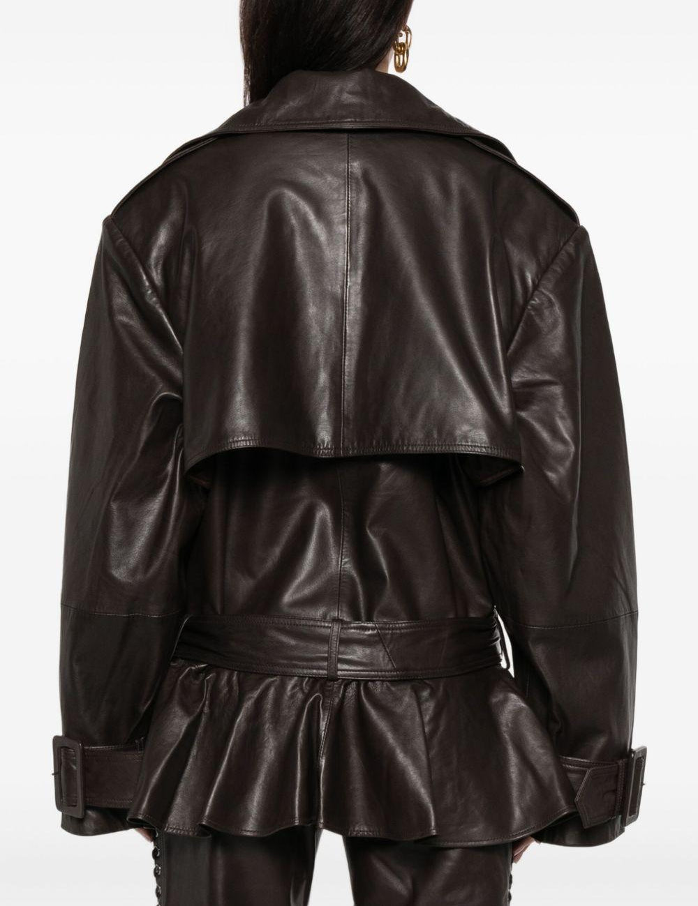 Giacca in pelle in marrone 
