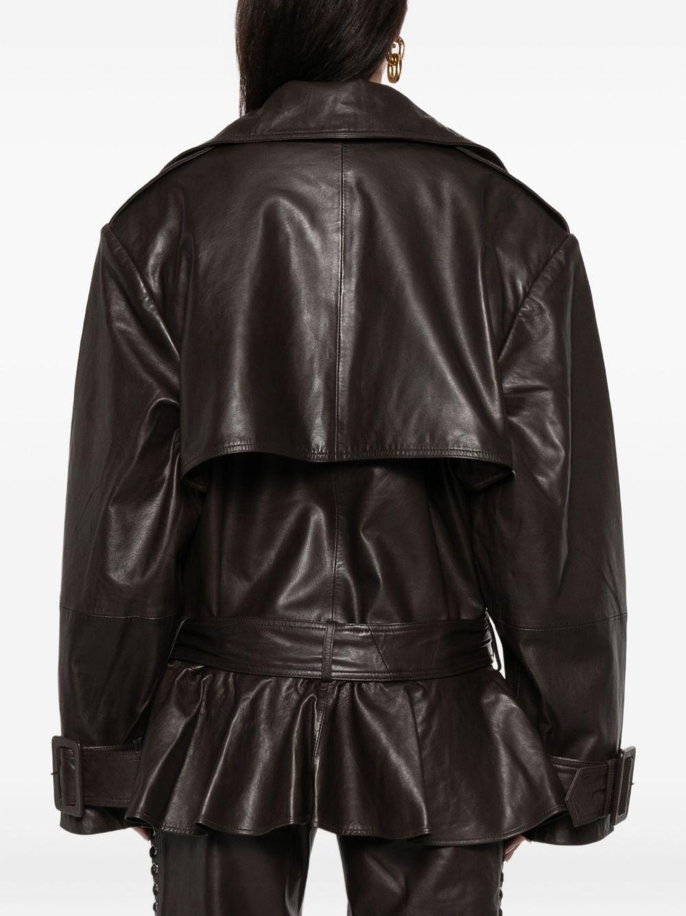 Giacca in pelle in marrone 