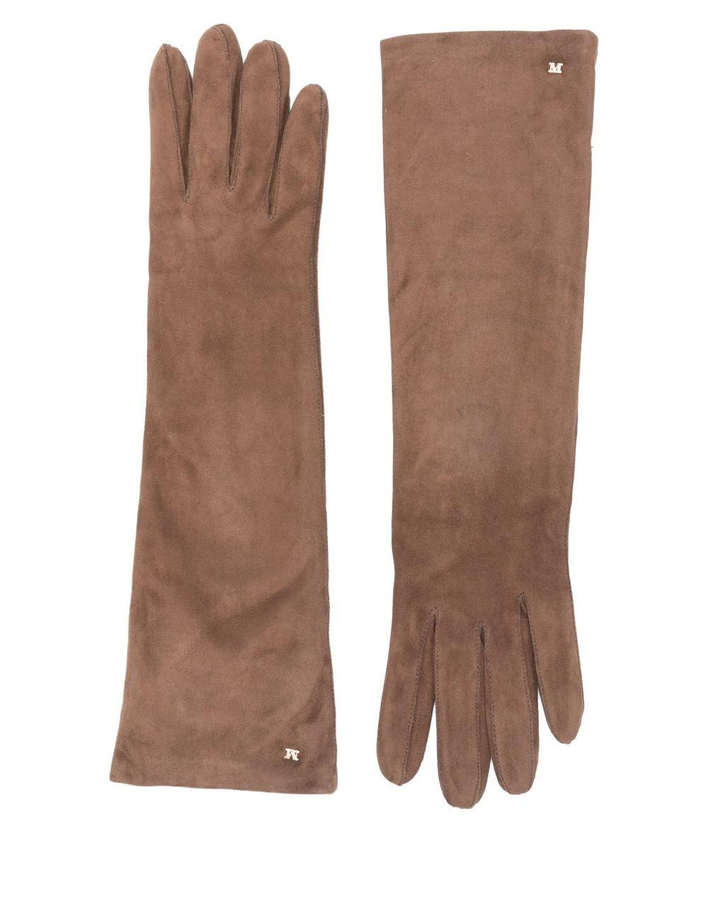 Guanti con dettagli logo in marrone MaxMara - donna 