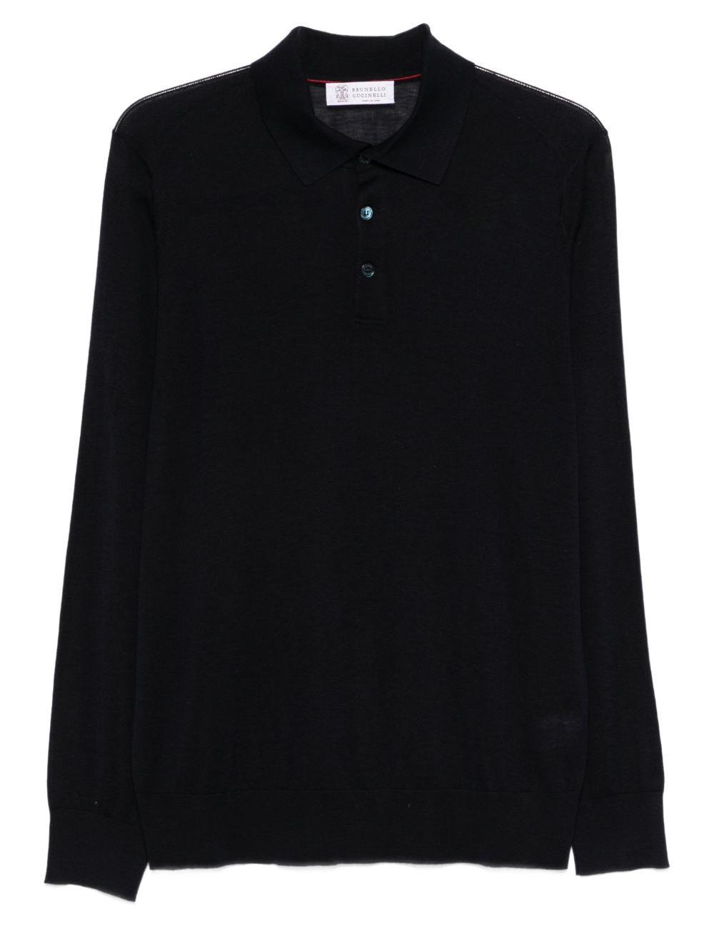 Polo a maniche lunghe in blu Brunello cucinelli - uomo 