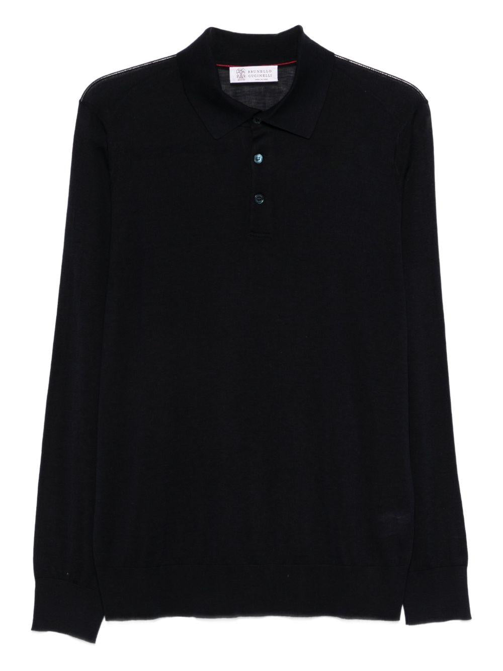 Polo a maniche lunghe in blu Brunello cucinelli - uomo 