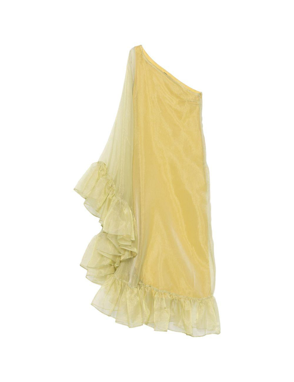 Abito lungo monospalla Cicogna in giallo taller marmo - donna<BR/> 
