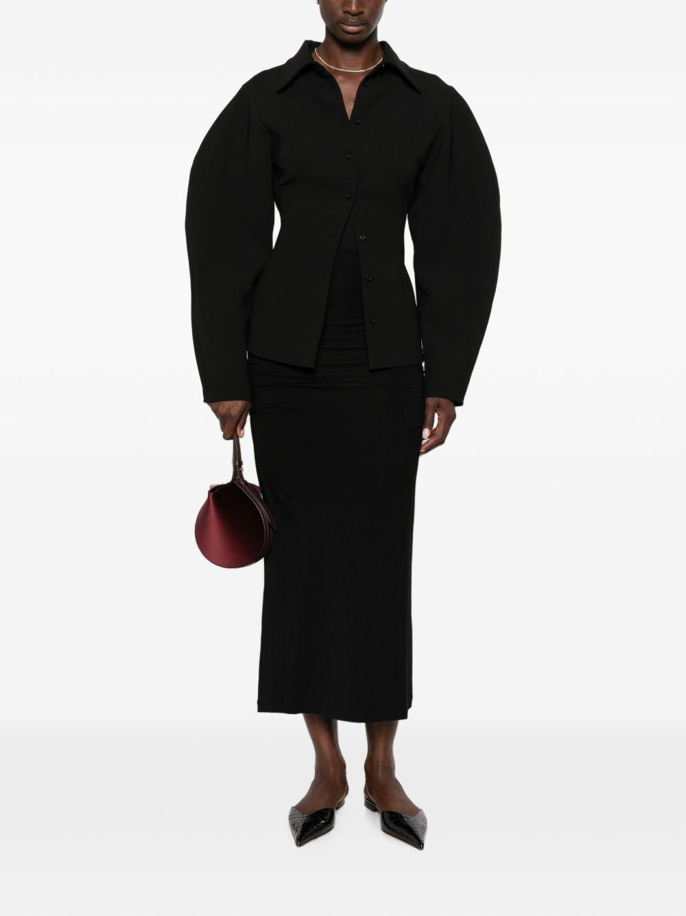 Gonna midi drappeggiata in nero 