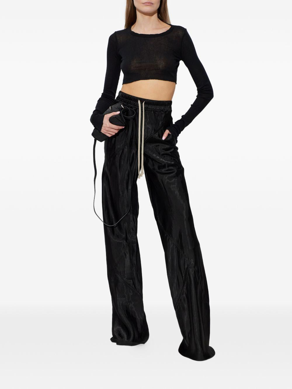 Top crop a maniche lunghe in nero Rick owens - donna 