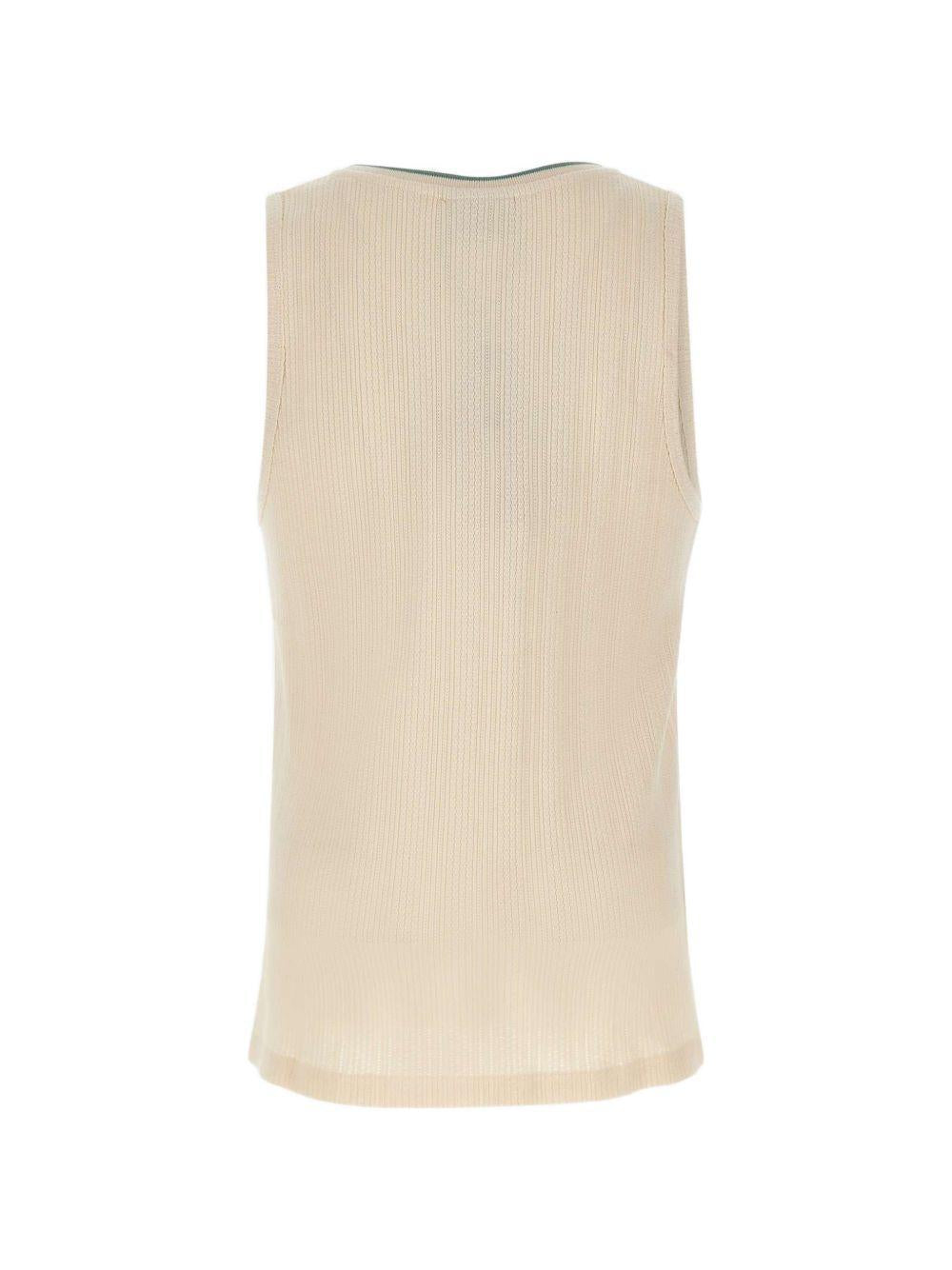 Top a coste ricamato in beige Drole de monsieur - uomo 