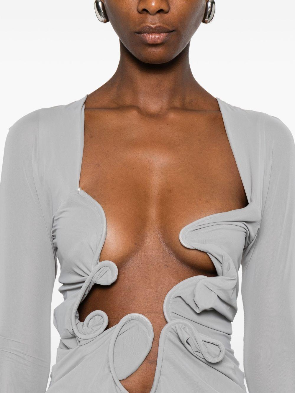 Abito lungo con drappeggio e scollo in grigio Christopher Esber - donna 