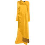 Abito lungo con frange e drappeggio mounia in giallo ambra Taller marmo - donna 