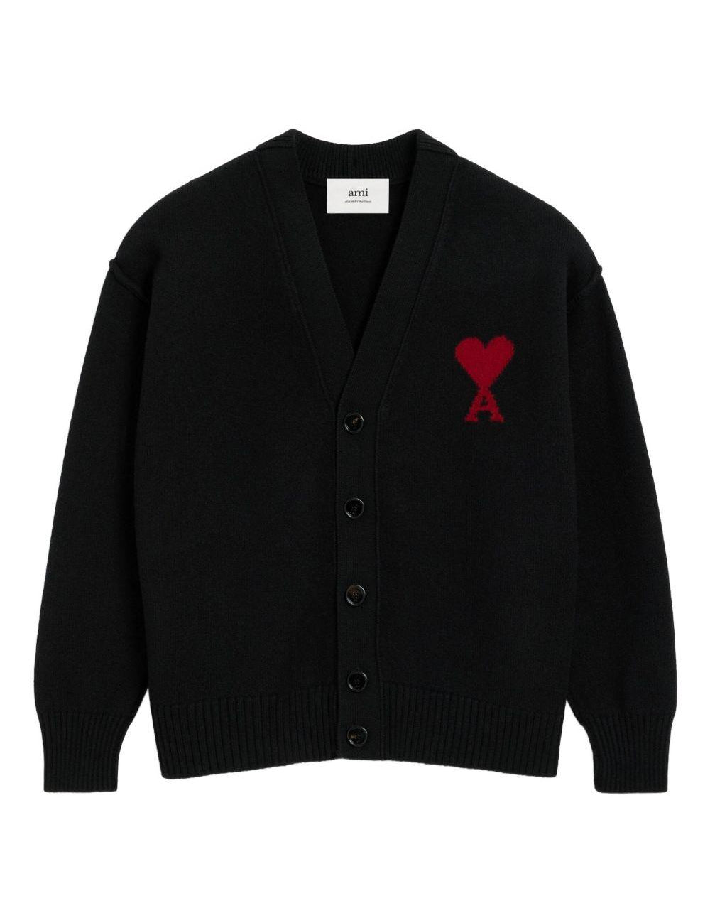 Cardigan Ami de Coeur con ricamo in nero PARIS - unisex 