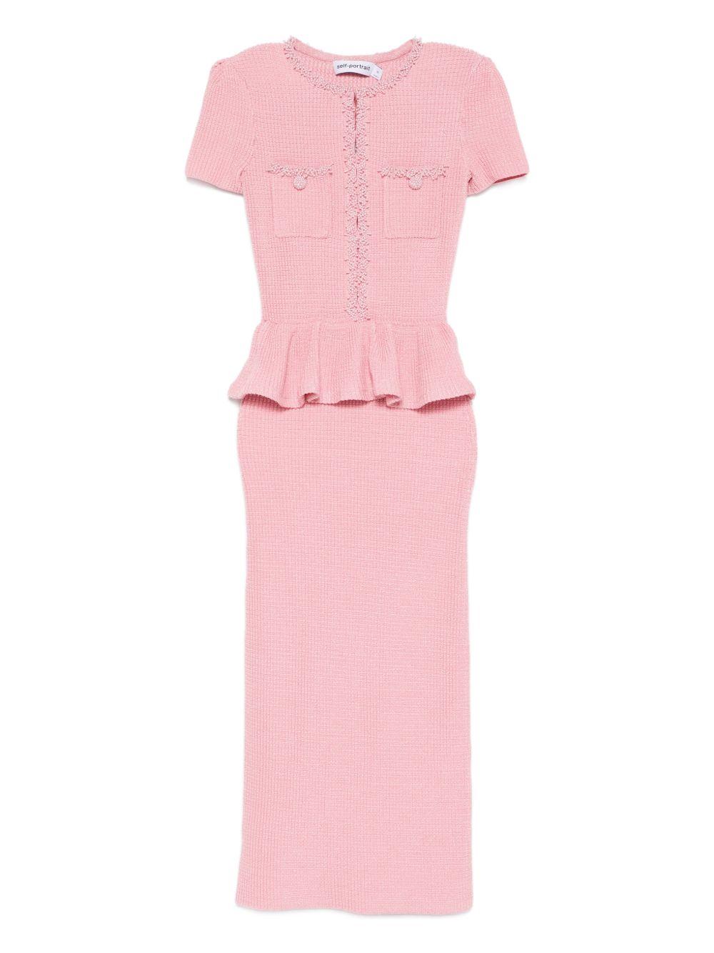 Abito midi con peplum in rosa Self-Portrait - donna 