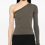 Top monospalla in cotone cropped ziggy in verde Rick owens- donna 