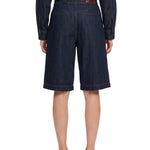 Shorts in denim blu scuro con pince 