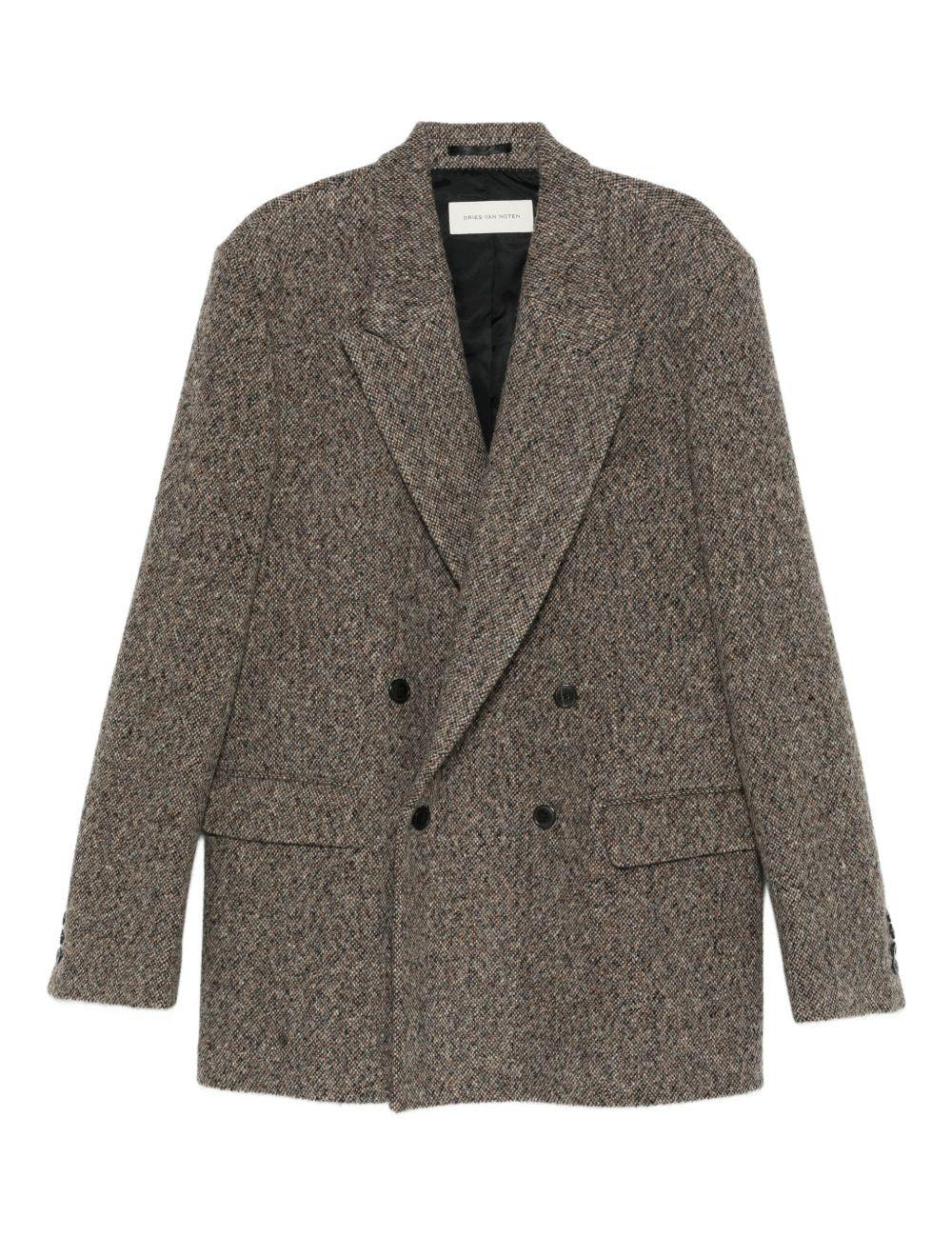 Blazer oversize in tweed di misto lana rodgers in marrone Dries van noten - uomo 