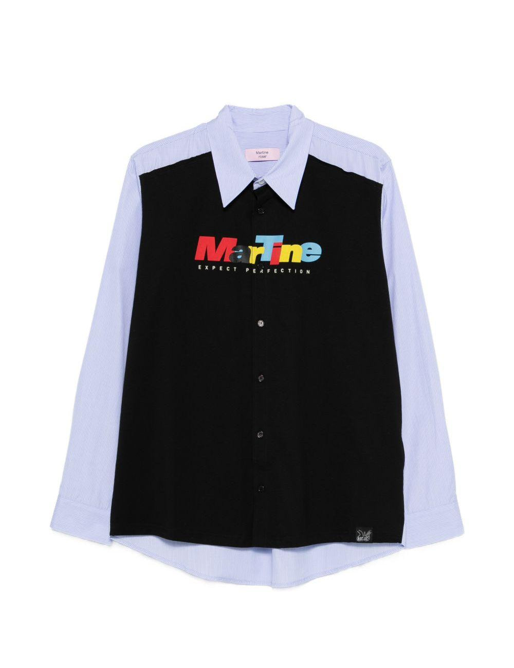 Camicia a panelli con logo in blu e nero Martine rose - uomo 