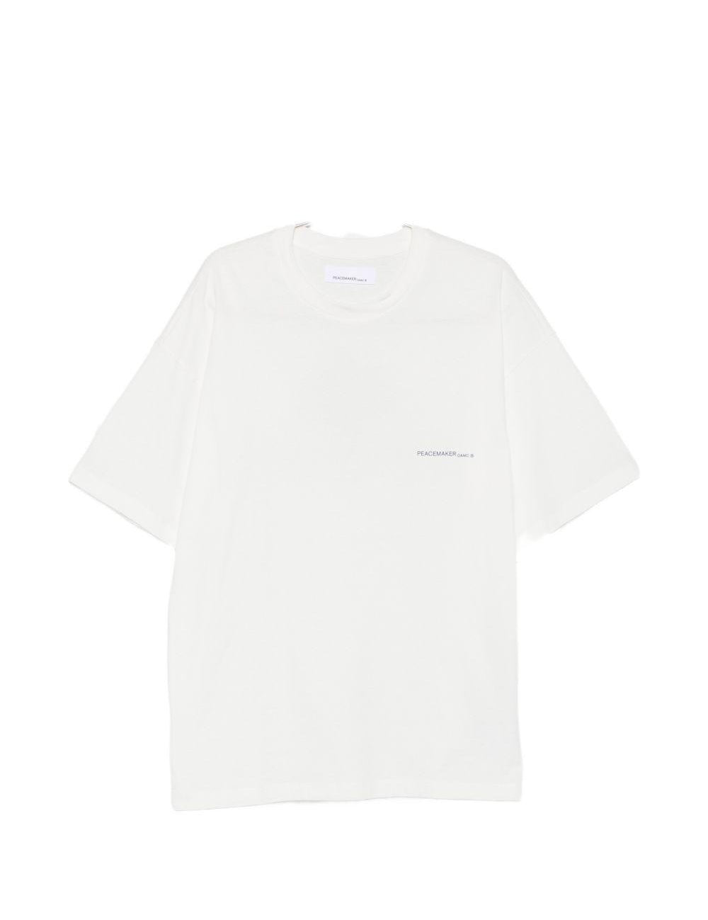 T-shirt con stampa del logo in bianco Oamc peacemaker - uomo 