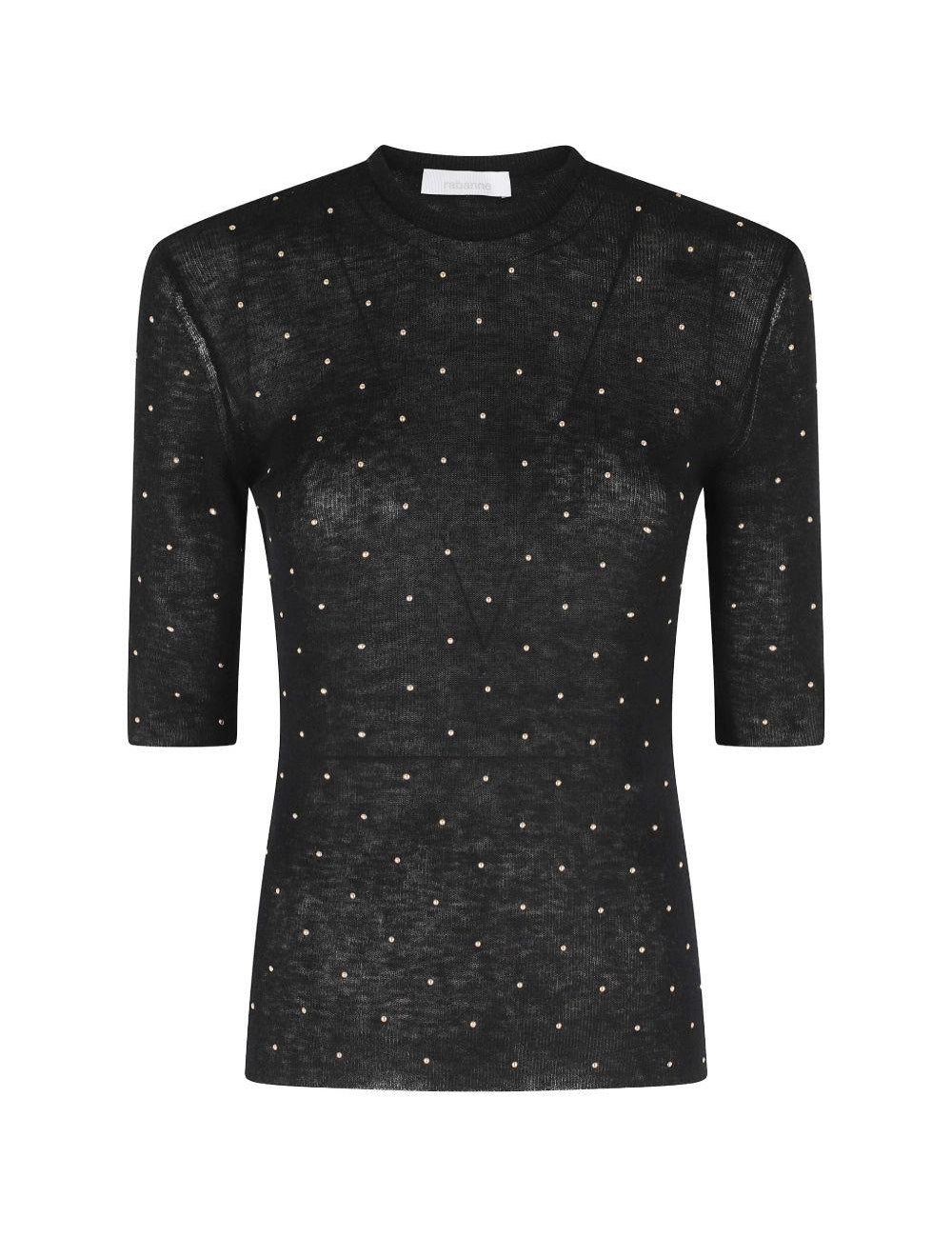 Top girocollo in nero Rabanne - donna 