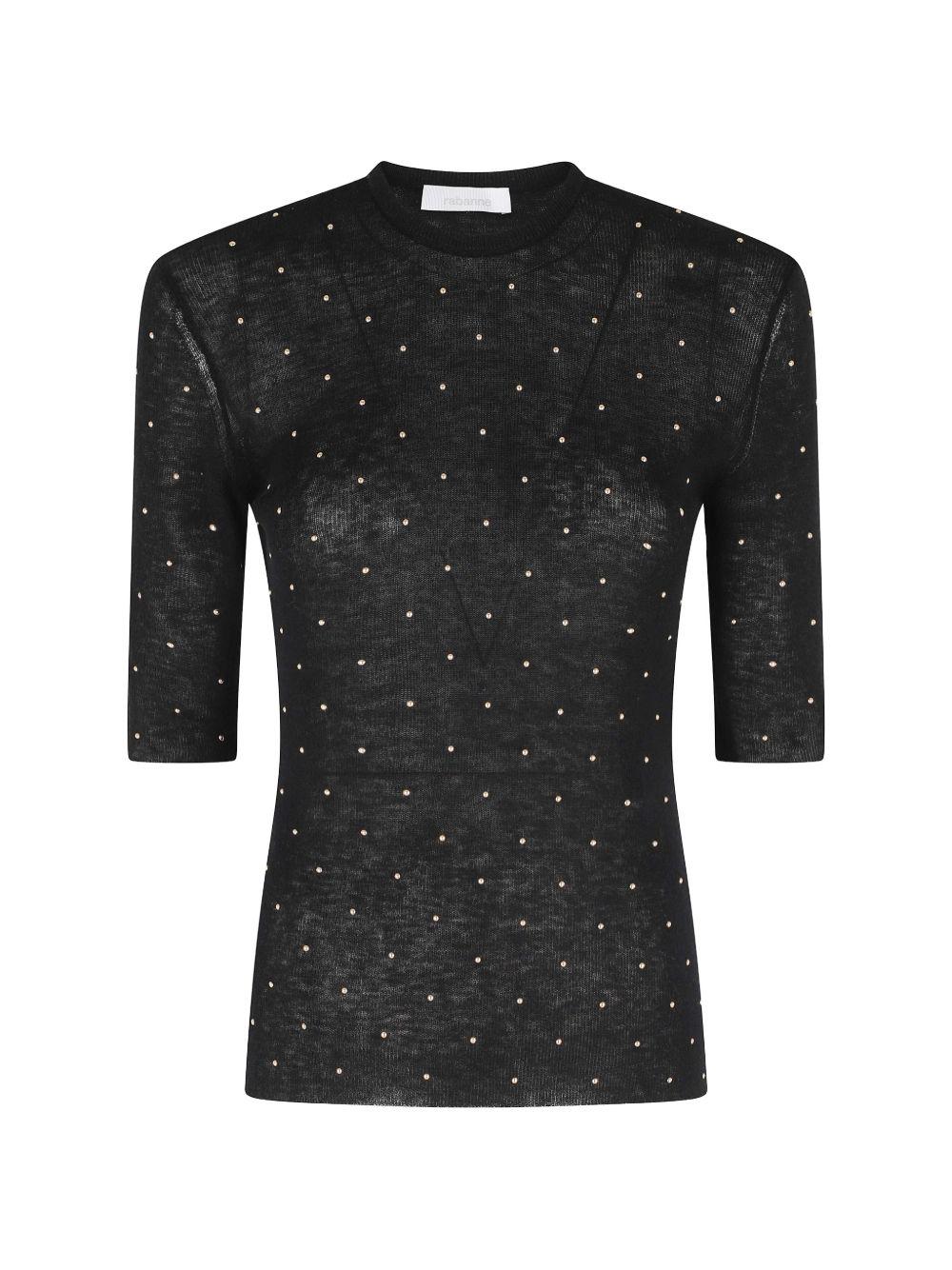 Top girocollo in nero Rabanne - donna 