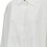 Camicia in popeline con bottoni gioiello e pieghe in bianco Golden goose - donna 