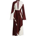 Abito lungo con scollo a V in marrone e bianco Alberta Ferretti - donna 