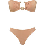Set bikini con finiture metalliche solstice metallic in beige 
