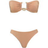 Set bikini con finiture metalliche solstice metallic in beige 