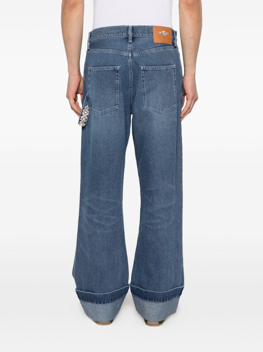 Jeans con risvolto in blu Simone rocha - uomo 