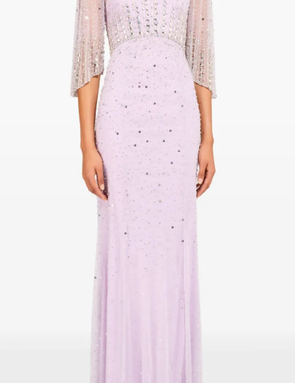 Abito lungo Kiya con decorazioni in lilla Jenny packham - donna 