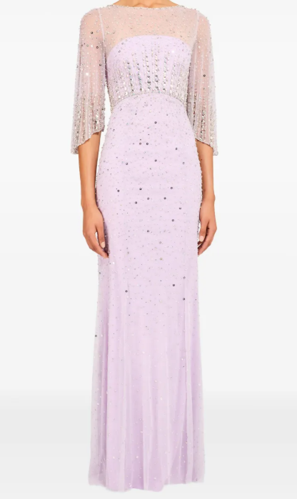 Abito lungo Kiya con decorazioni in lilla Jenny packham - donna 