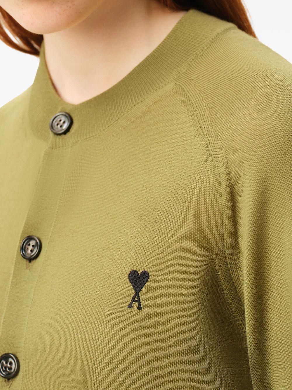 Cardigan Ami de Coeur con ricamo in verde matcha AMI PARIS - DONNA 