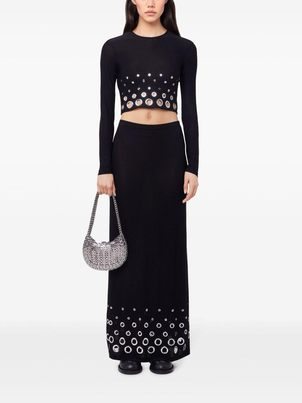 Gonna lunga con occhielli in nero Rabanne - donna 