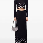Gonna lunga con occhielli in nero Rabanne - donna 