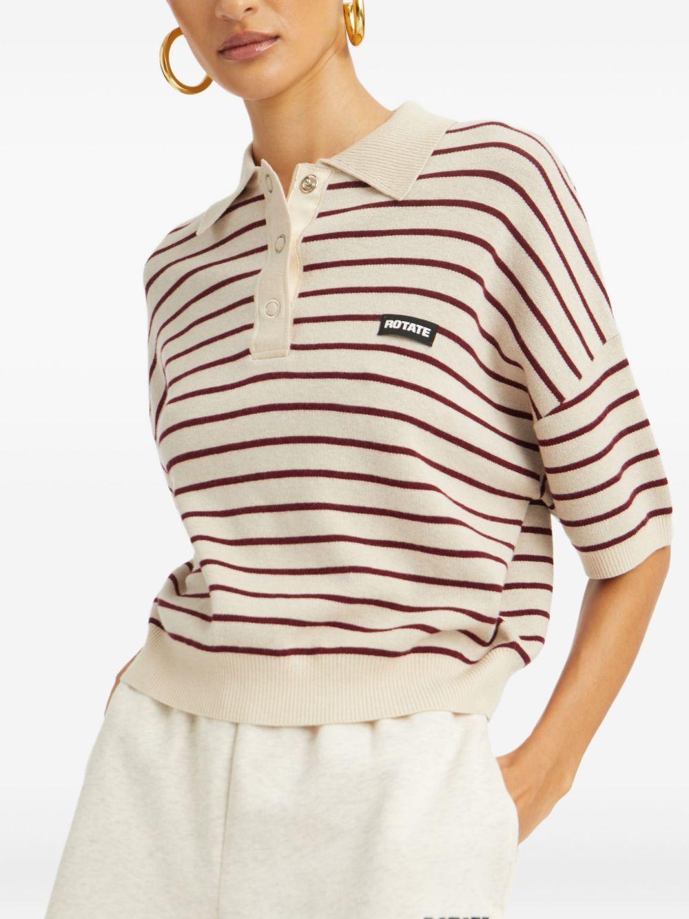 Polo con logo a righe in beige 