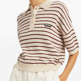 Polo con logo a righe in beige 